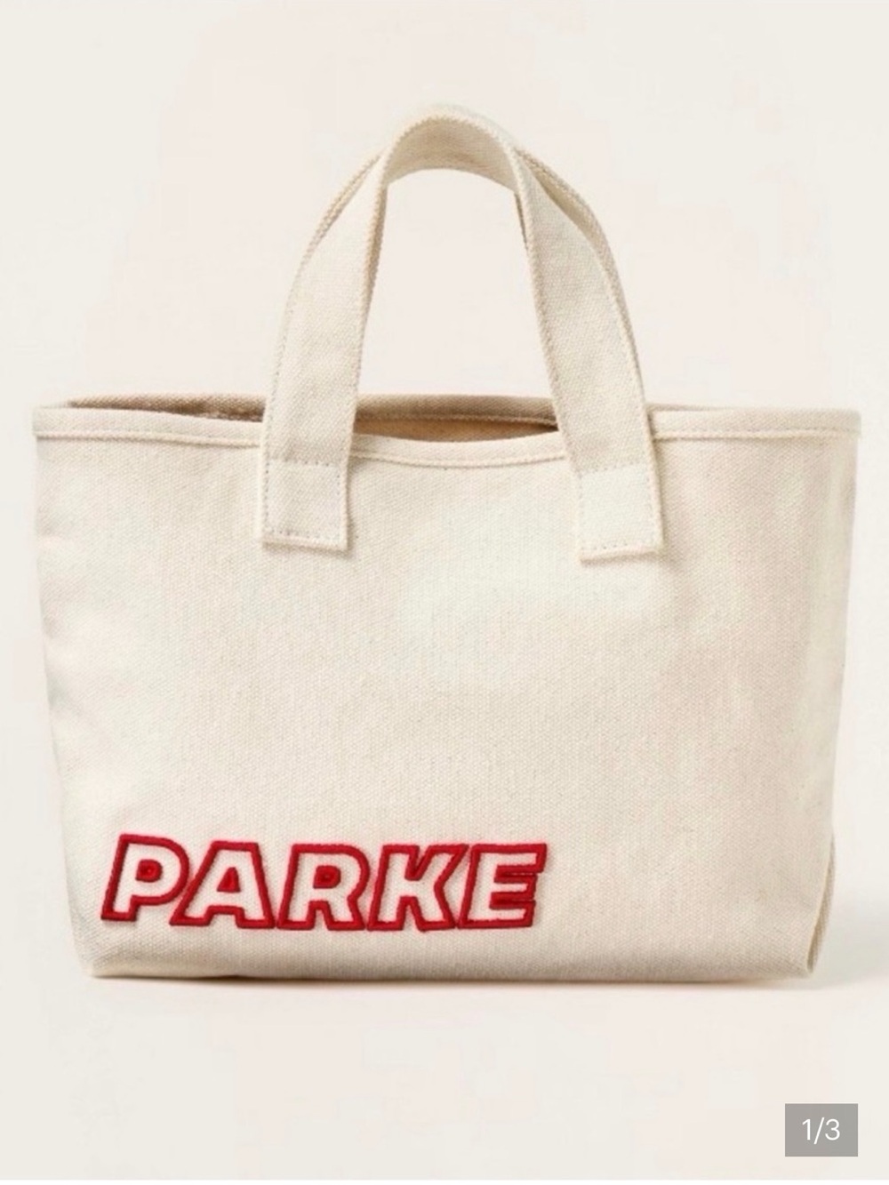 NWT Parke x Target Mini Cream Canvas Tote with Red Embroidered Logo